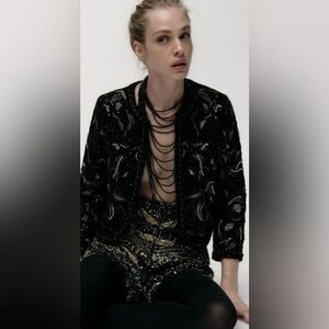 ZARA KNIT CARDIGAN WITH SEQUINS